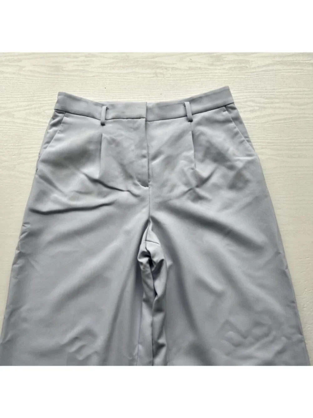 Ann Taylor Wide Leg Pants Womens 12 Ice Blue Crepe Pleated Full Length